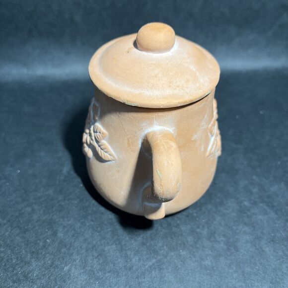 Vintage Potpourri Designs Pottery Floral Tea Pot Candle Holder W/Candle 85% Full - Picture 4 of 10